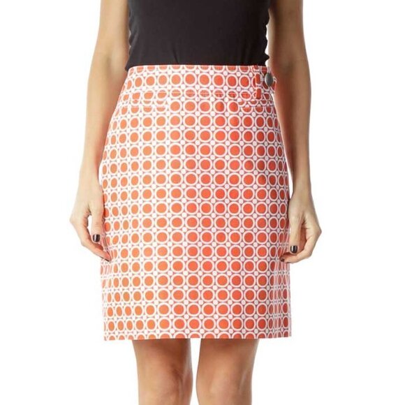 Ann Taylor Orange Circle Print Mini Skirt - Picture 1 of 3